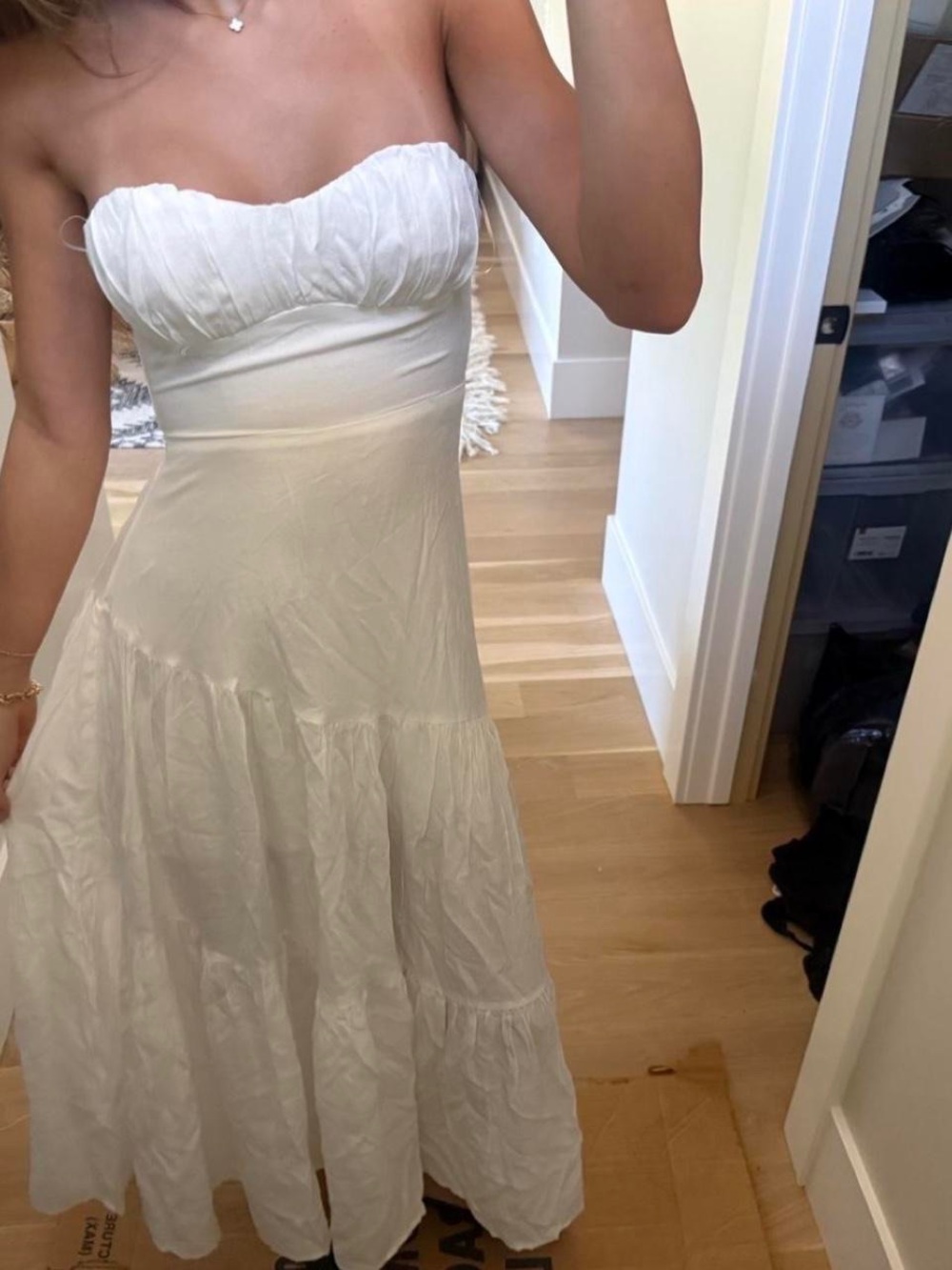 Strapless White Tiered Sundress
